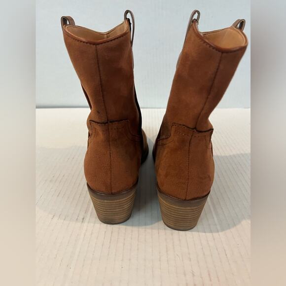 Code West Woke Women’s Whiskey Brown Vegan Suede Western Mid Calf Boots Size 9.5 - Picture 4 of 8